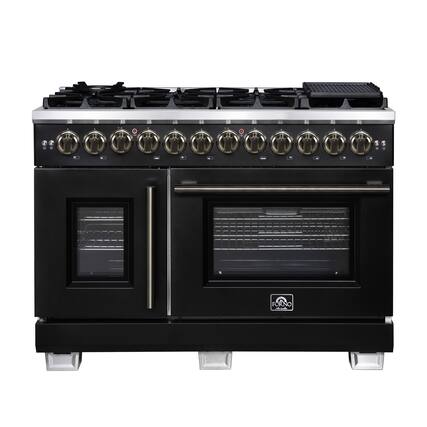 Front. Forno Appliances - Capriasca 6.58 Cu. Ft. Freestanding Dual Fuel True Convection Range with French Doors - Black.