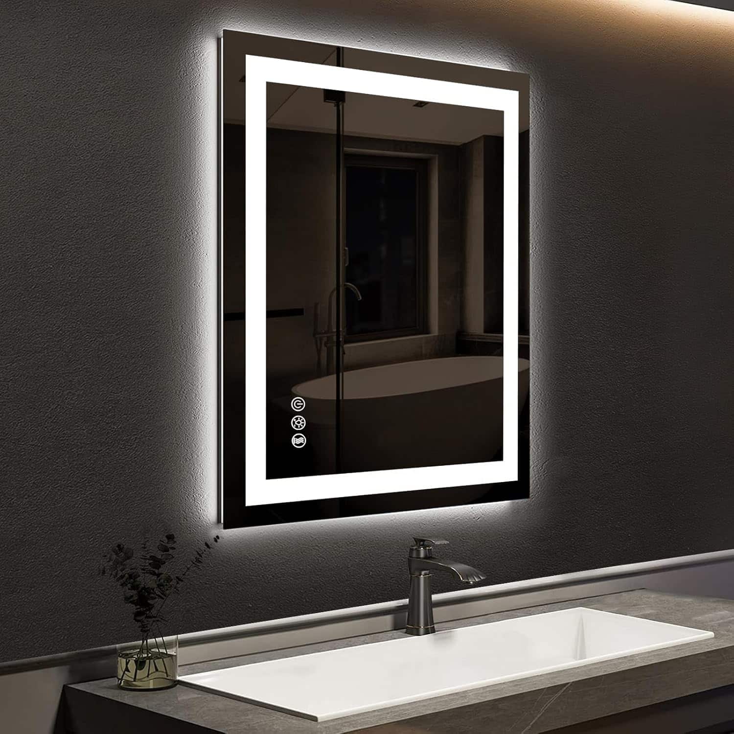 Front. LOVMOR - Lovmor 36x60 Inch LED Bathroom Mirror with Anti Fog Dimmable Lights 3 Color Temperature Memory Function ETL Certified - slive.