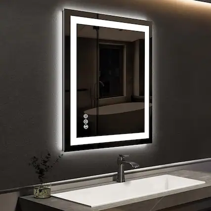 Front. LOVMOR - Lovmor 40x60 Inch LED Bathroom Mirror with Anti Fog Dimmable Lights 3 Color Temperature Memory Function ETL Certified - slive.