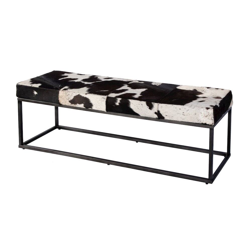 Alt View 2. Butler Specialty - Stinson 54 in. W Hair on Hide and Iron Accent Bench - Black And White.