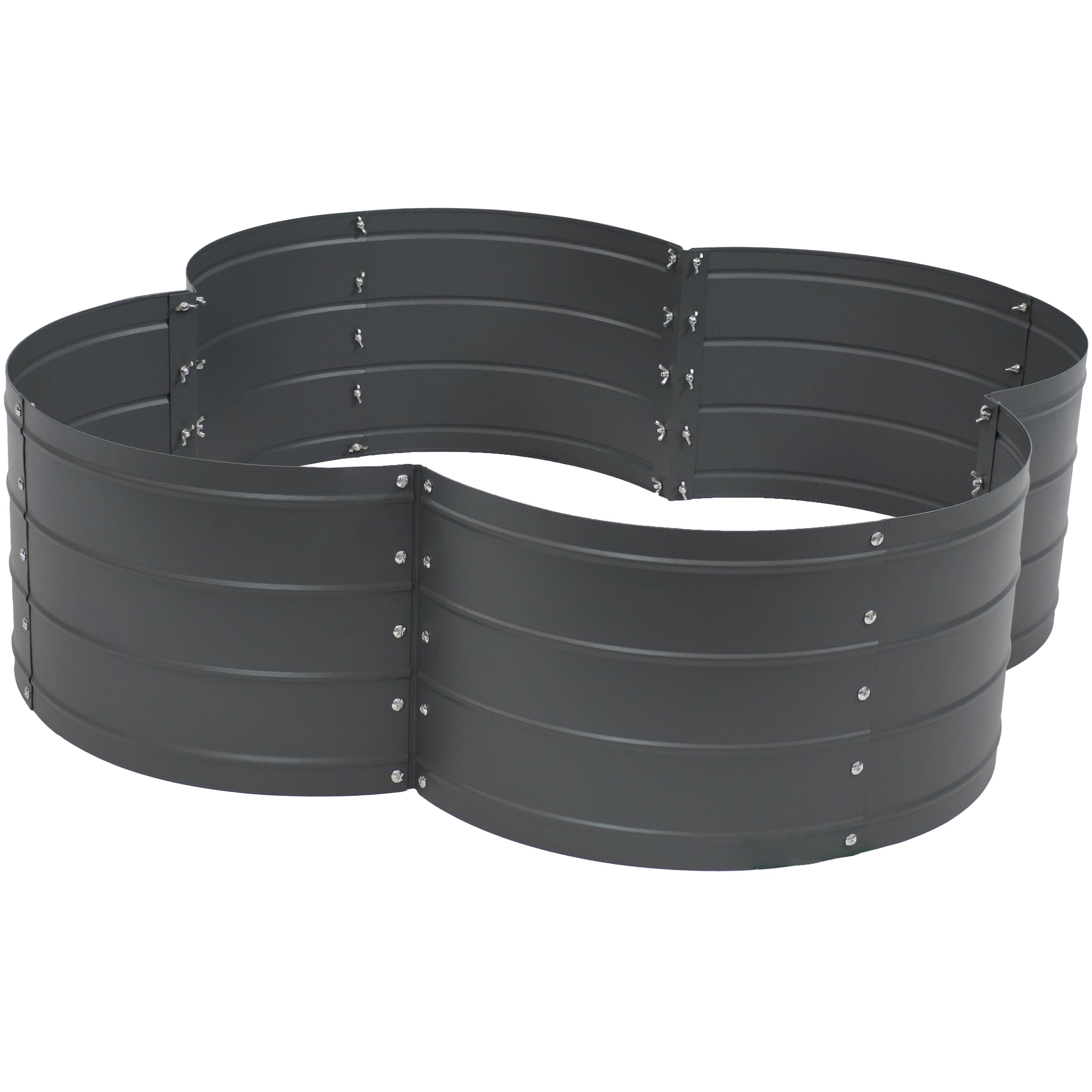 Sunnydaze - 4-Leaf Clover-Shaped Galvanized Steel Raised Planter Bed - Gray