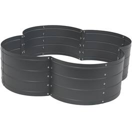 Sunnydaze - 4-Leaf Clover-Shaped Galvanized Steel Raised Planter Bed - Gray