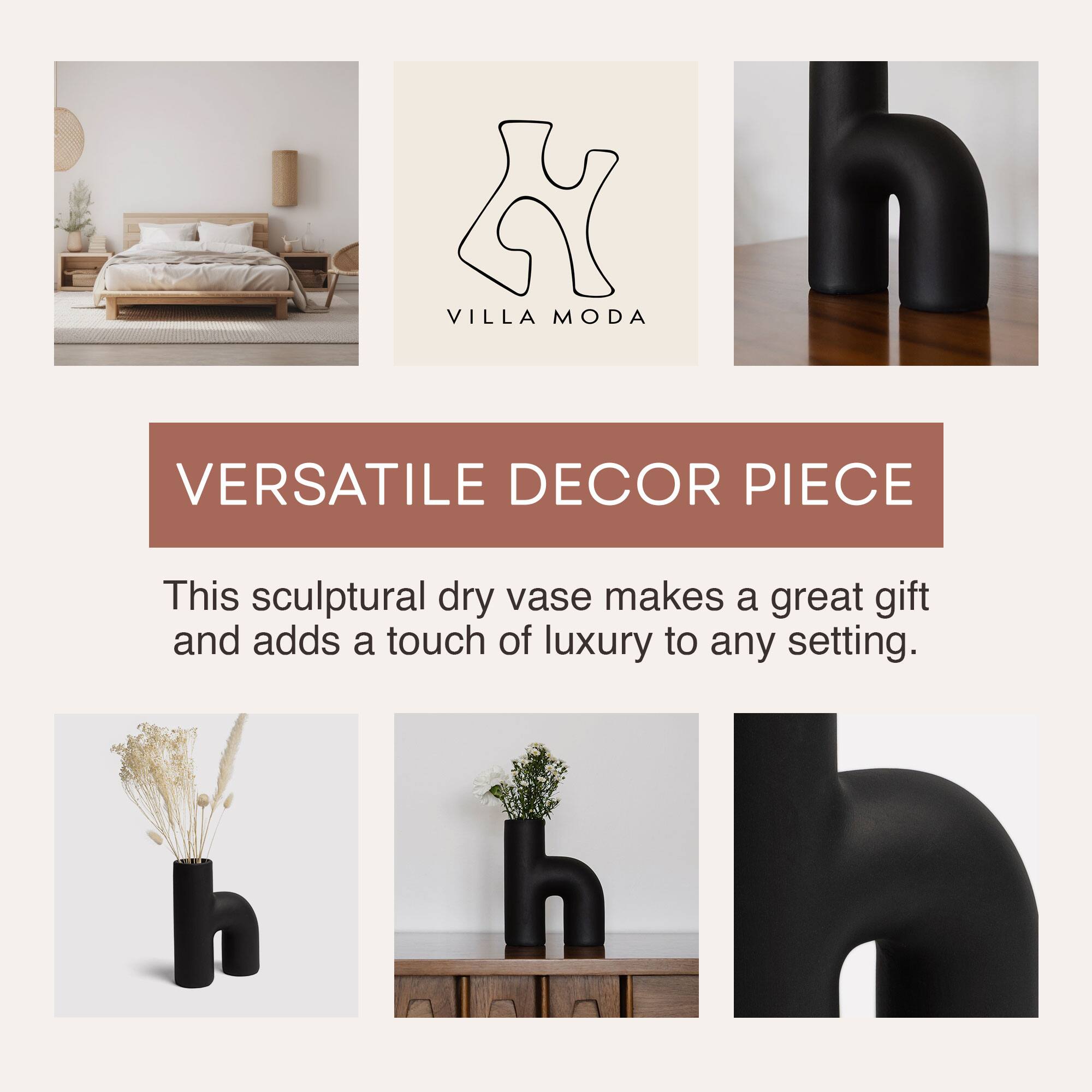 H VILLA MODA VERSATILE DECOR PIECE

This sculptural dry vase makes a great gift and adds a touch of luxury to any setting.