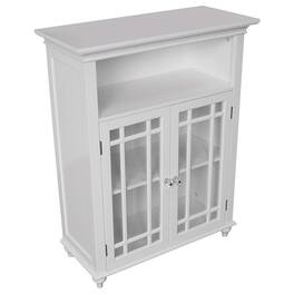 Hivvago - Classic Wood 2-Door Bathroom Floor Cabinet with Glass Paneled Doors - White