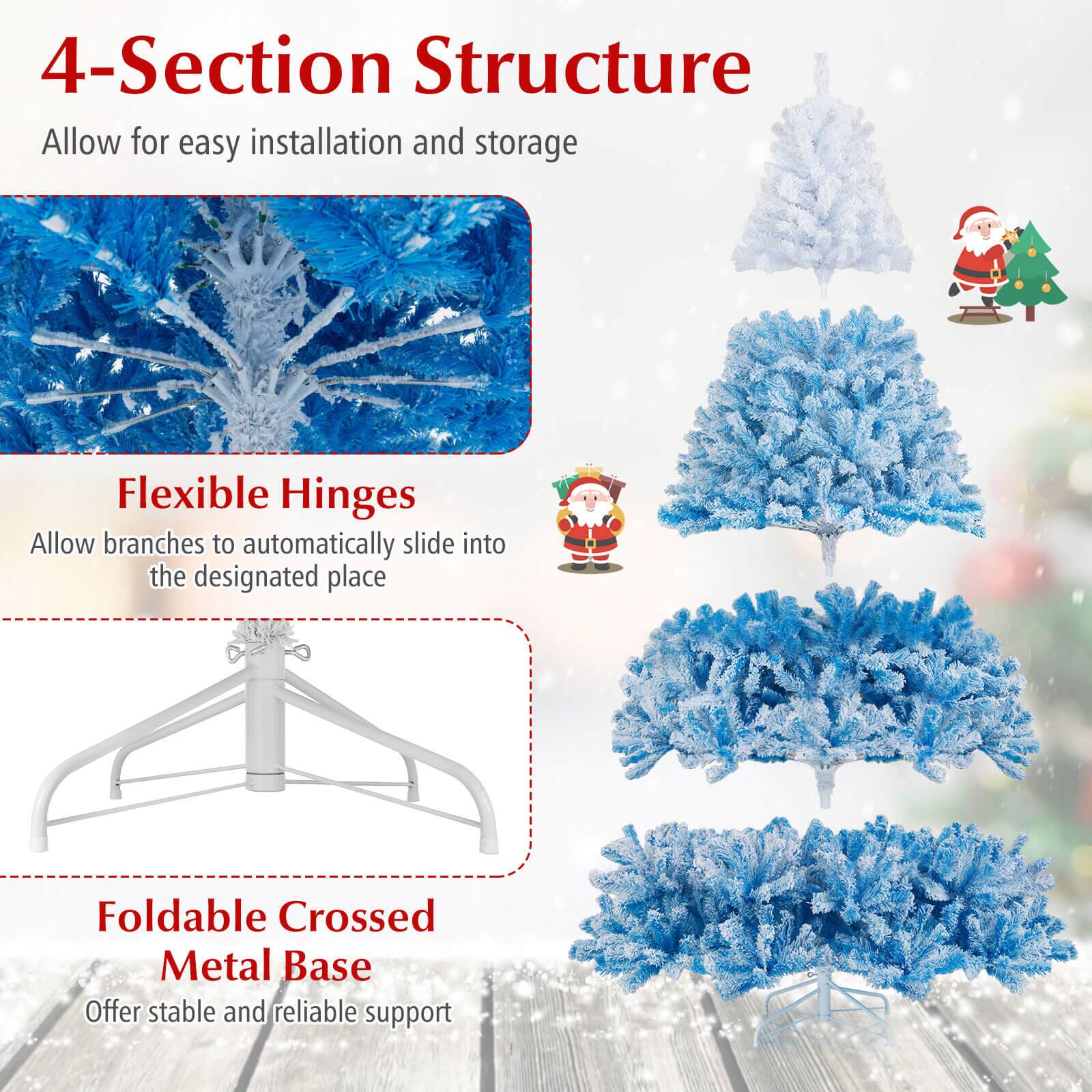 4-Section Structure  
Allow for easy installation and storage  

Flexible Hinges  
Allow branches to automatically slide into the designated place  

Foldable Crossed Metal Base  
Offer stable and reliable support