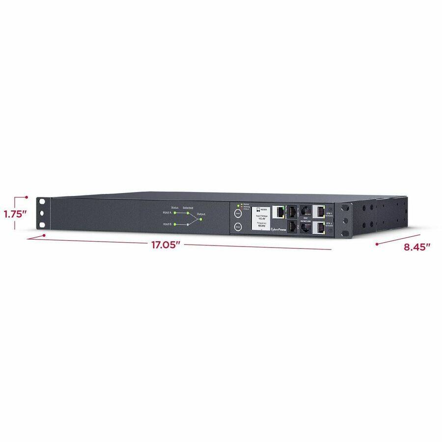 CyberPower PDU44001G Single Phase 100 120 VAC 15A Switched ATS Black ...
