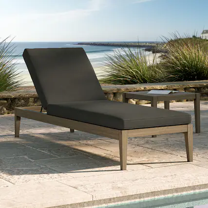 Front. Modway - Northlake Outdoor Teak Chaise Lounge by Modway - Flint Gray.