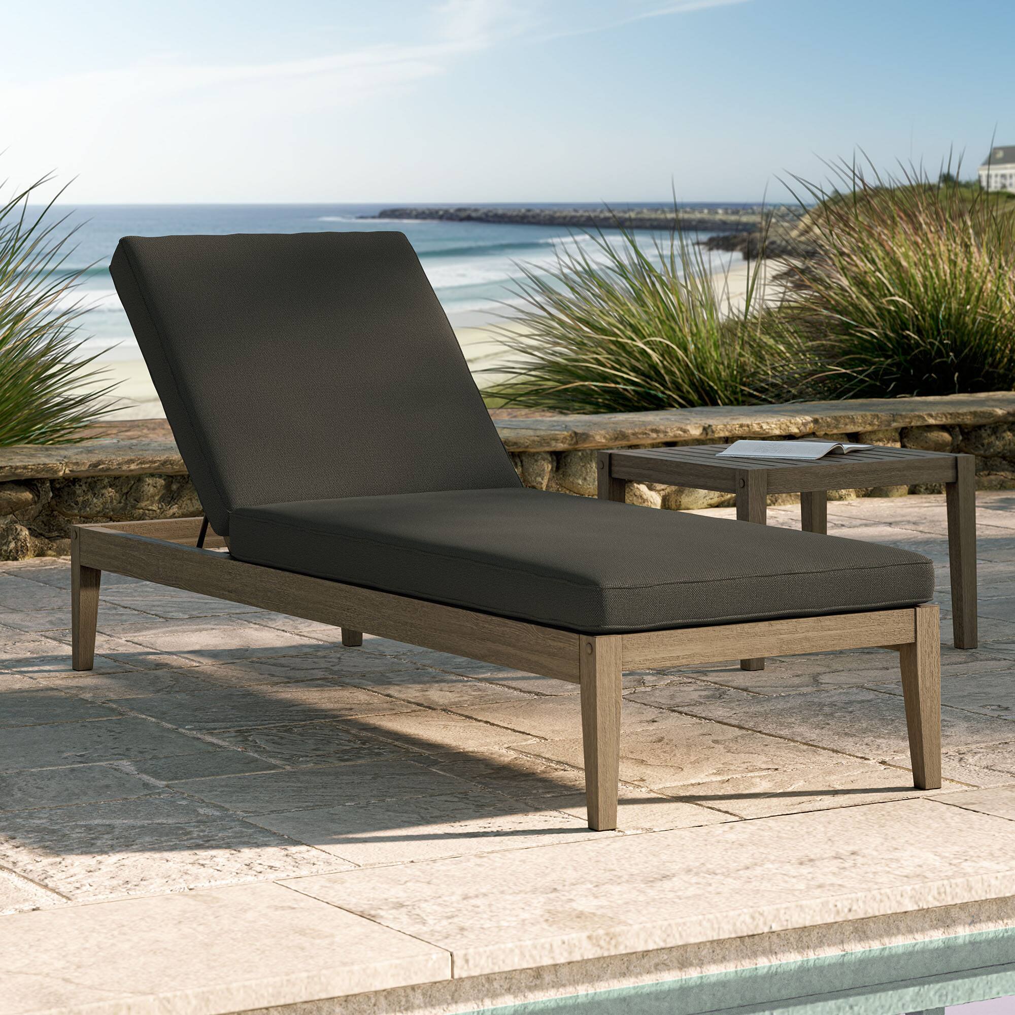Front. Modway - Northlake Outdoor Teak Chaise Lounge by Modway - Flint Gray.