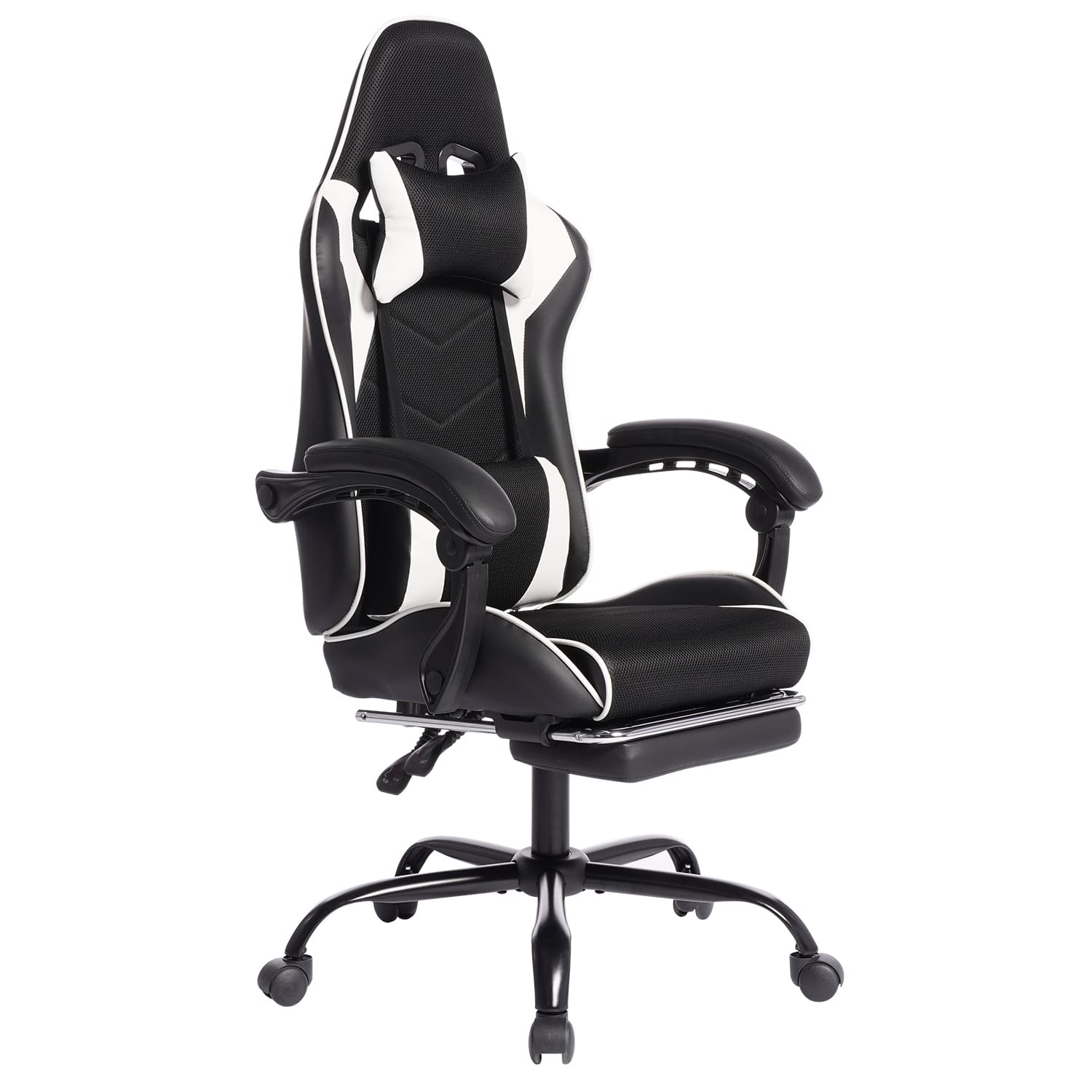 Anysun - Massage Gaming Chair with PU Material Seat Moulded Sponge Comfortable and Safe - White