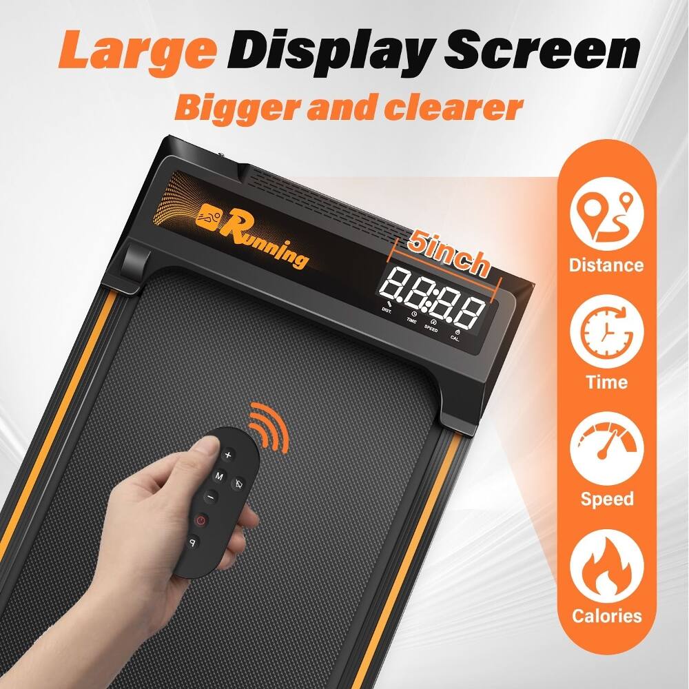 Large Display Screen  
Bigger and clearer  

Running  
5inch  
8.8:8.8  

I TME 0 S  

L Distance  
Time  
Speed  
Calories