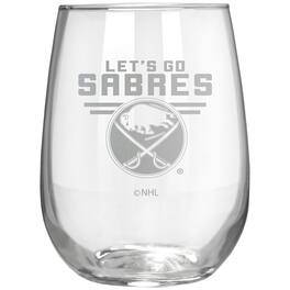 Great American Products - Buffalo Sabres Etched 17oz. Rally Cry Stemless Wine Glass - Multicolor