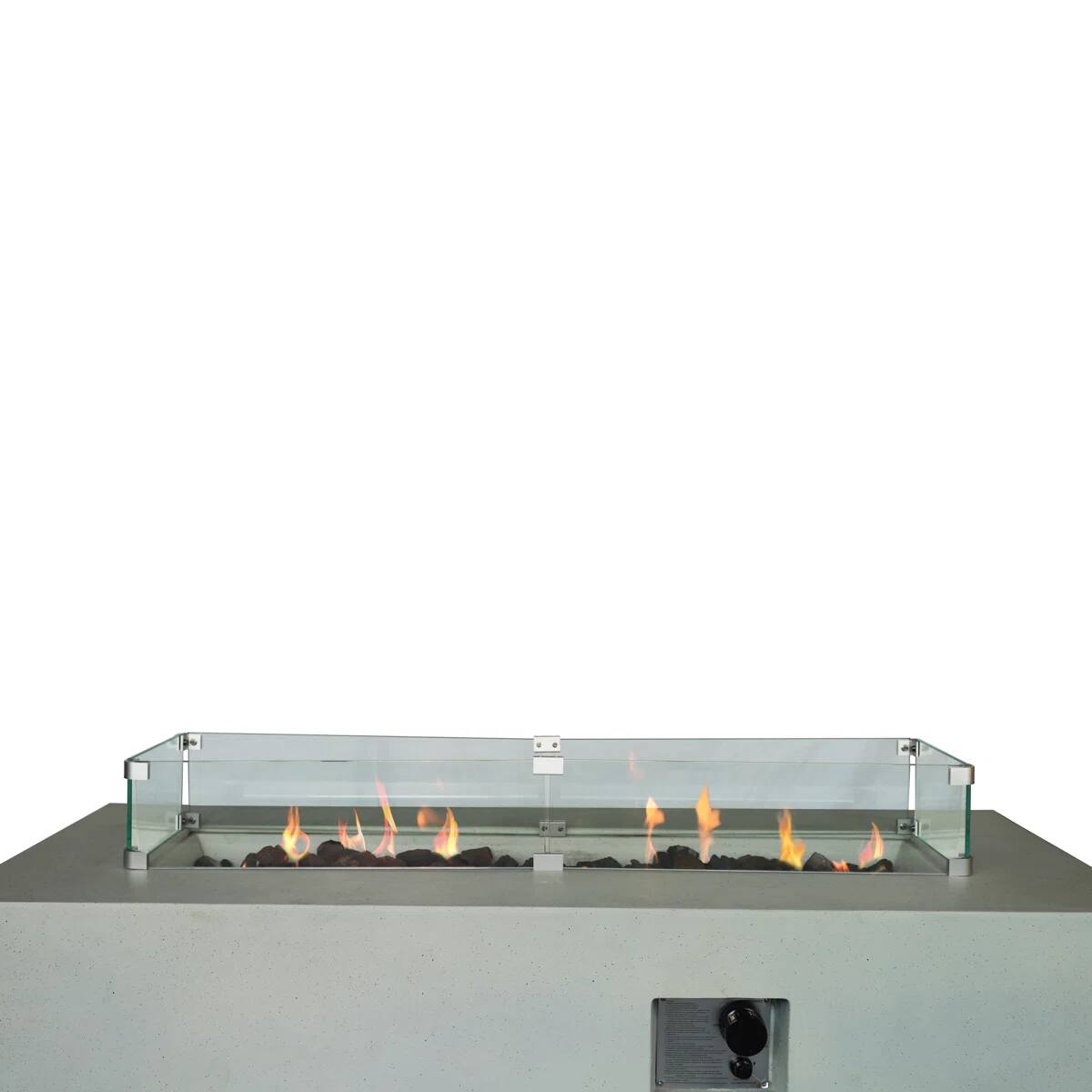 Back. APRILSOUL - Rectangular Concrete Propane Fire Pit Table with Fiber Reinforcement.