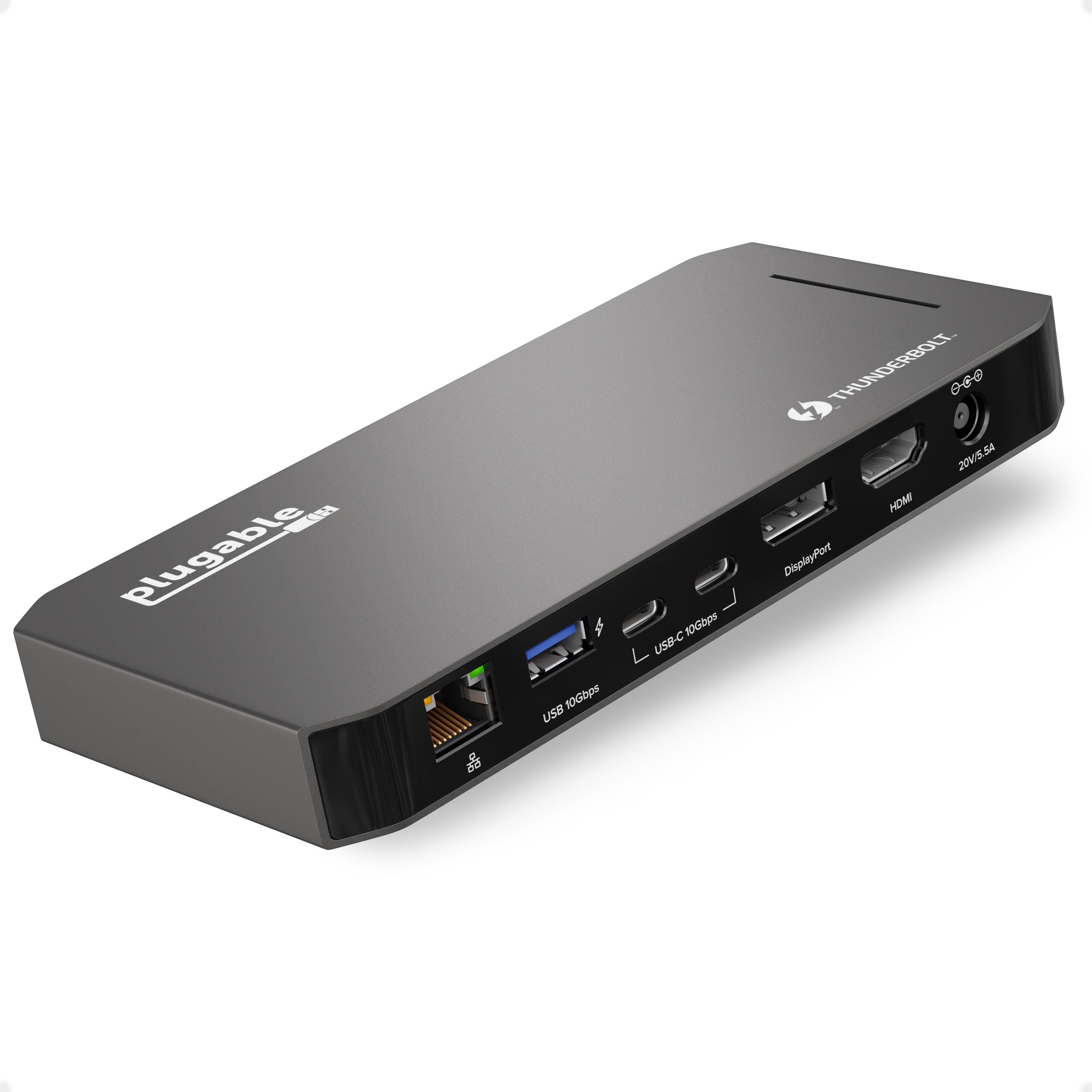 Plugable - Thunderbolt 3 and USB C Dual Display Docking Station w/96W Charging - Space Grey