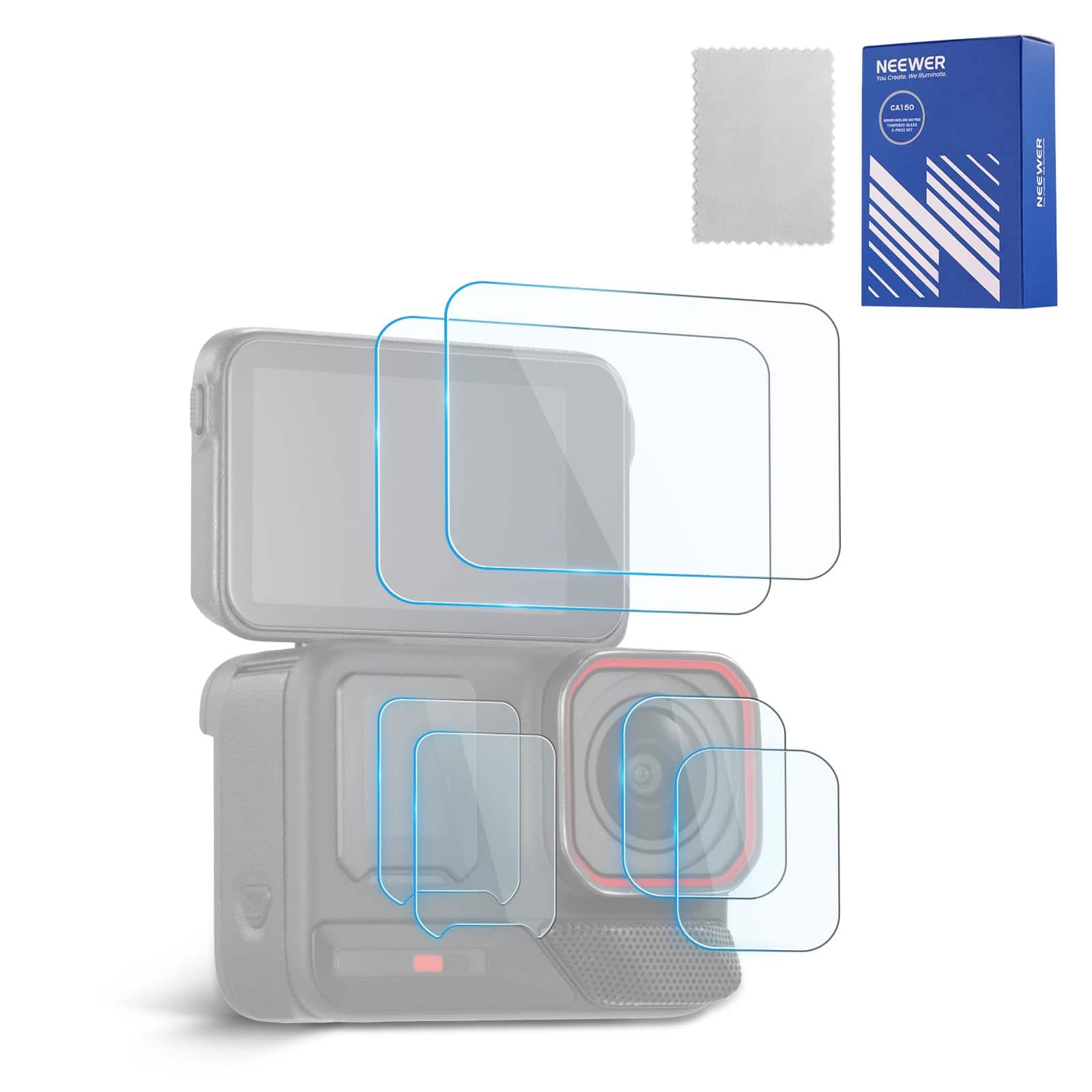 Neewer - 2-Pack Screen & Lens Protector for Insta360 Ace Pro 2 - 9H Tempered Glass Set (NOT for Redesigned Version)