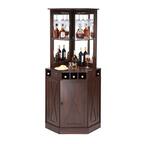 Front. VEVOR - Corner Industrial Bar Cabinet, Wine Table for Liquor & Glasses, Sideboard Buffet Cabinet with Glass Holder - Brown.