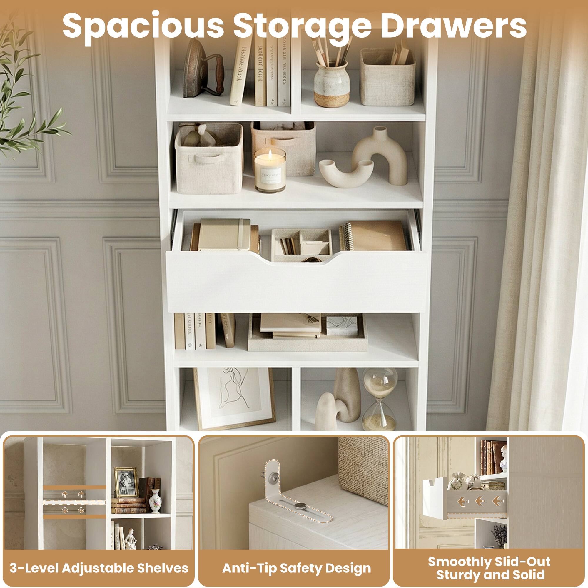Spacious Storage Drawers M2

- 3-Level Adjustable Shelves
- Anti-Tip Safety Design
- Smoothly Slid-Out
- Sturdy and Solid