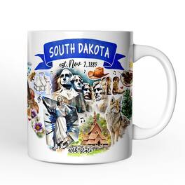 OrnamentallyYou - Artistic South Dakota State Themes and Landmarks Mug - White