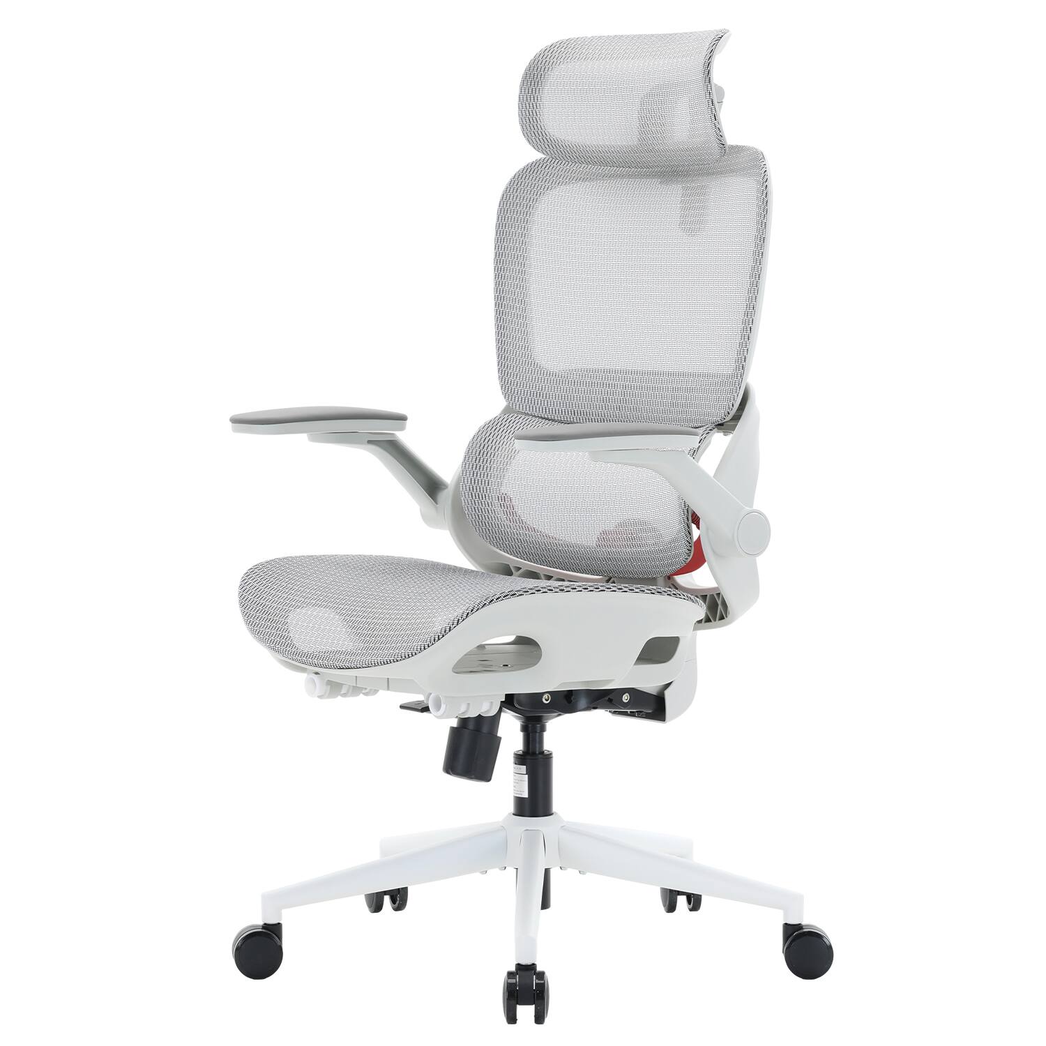 Left. SIHOO - B100 Pro Ergonomic Office Chair, Desk Chair With Adaptive Elastic Lumbar Support, 3D Ultra-Wide Headrest, 4D Arms - White.