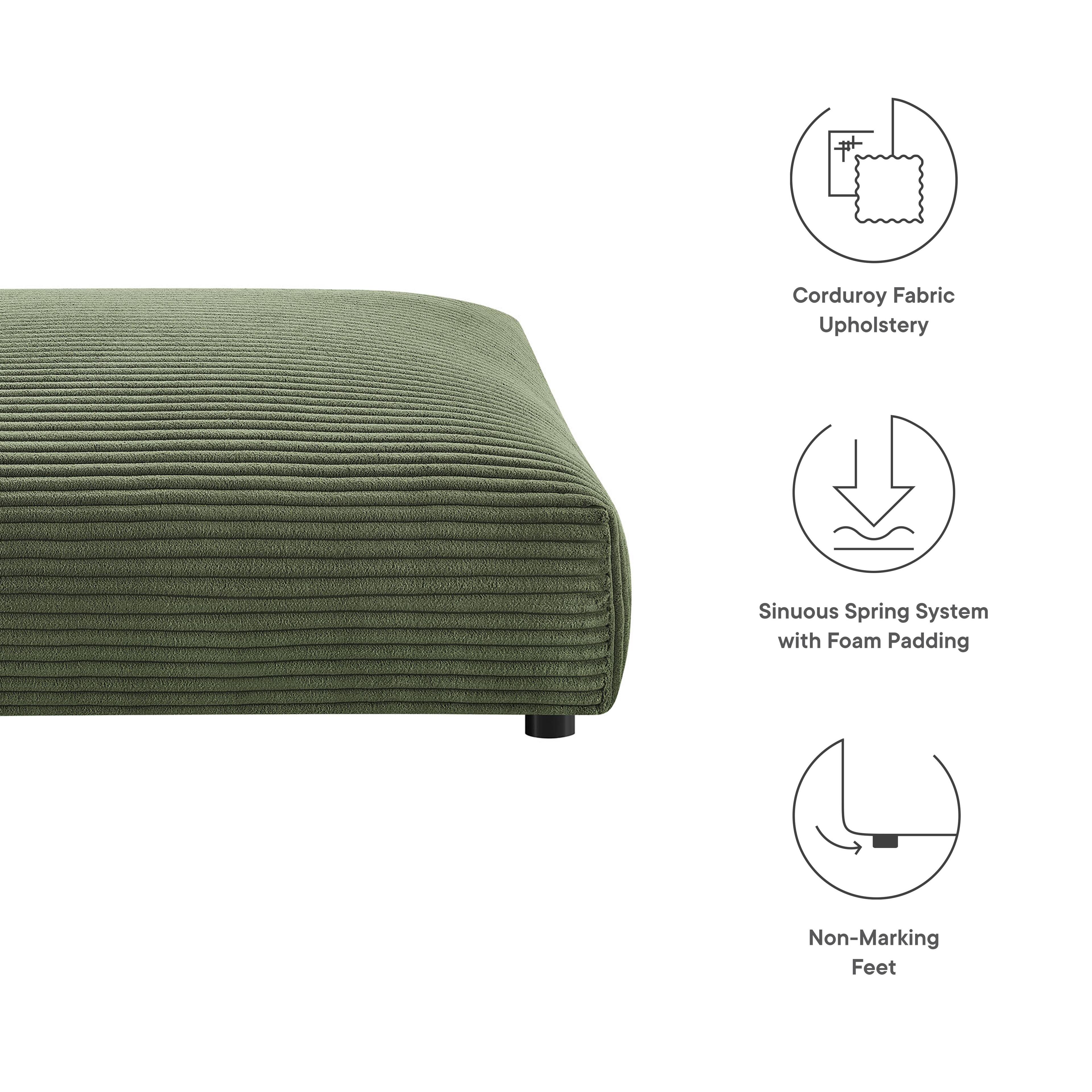 Corduroy Fabric Upholstery  
Sinuous Spring System with Foam Padding  
Non-Marking Feet