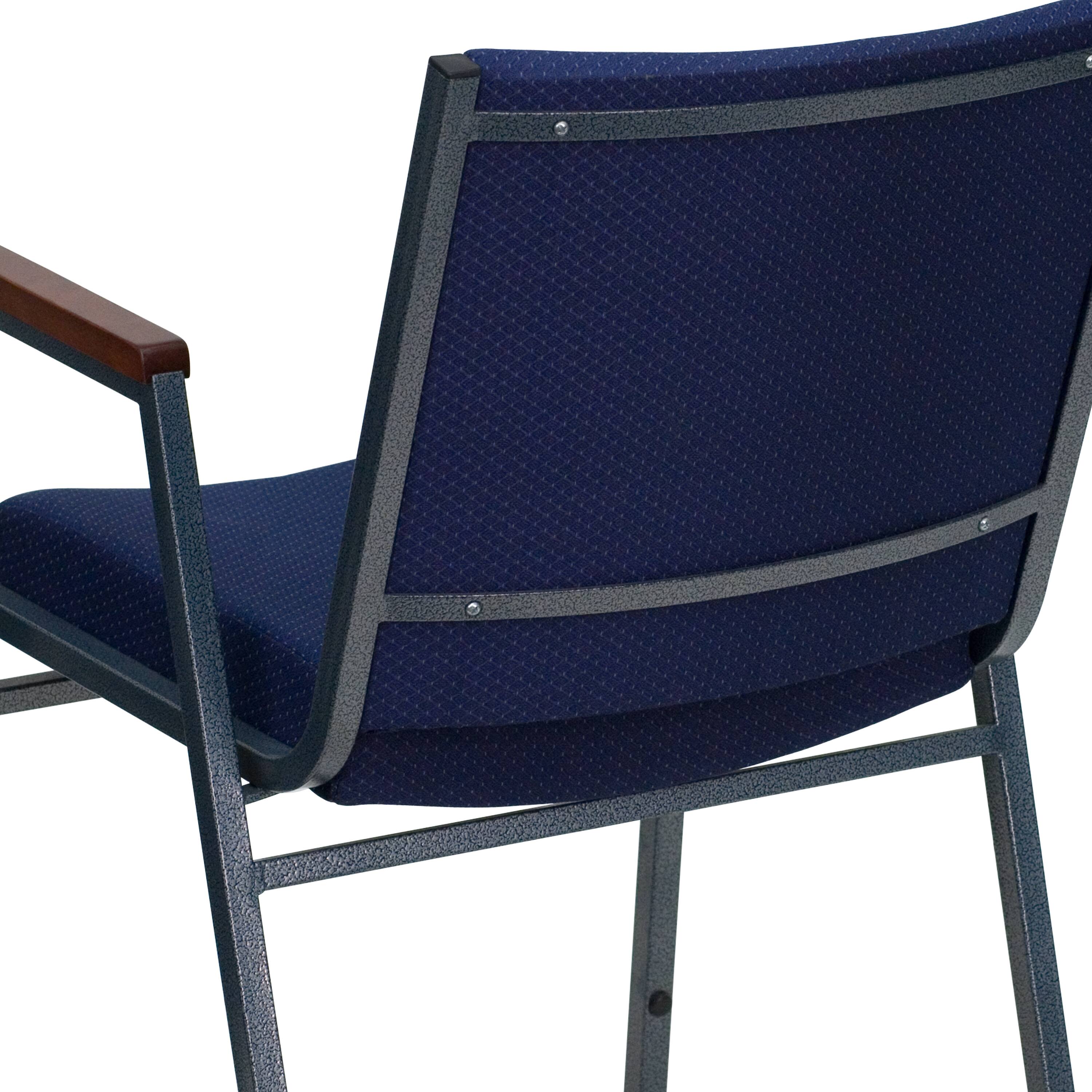 Alt View 8. Emma + Oliver - Heavy Duty Reception/Guest Stack Chair with Arms - Navy Patterned Fabric.