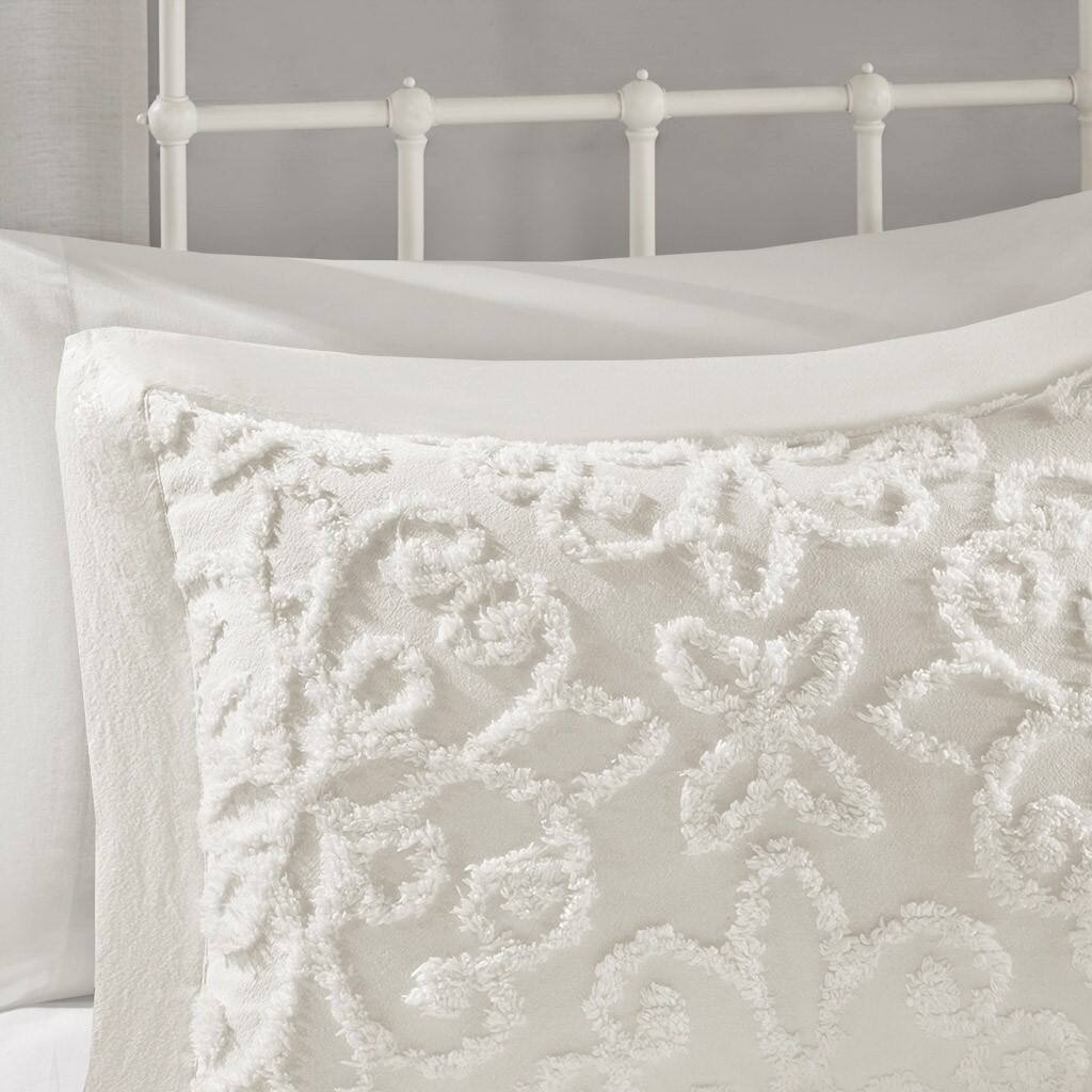 Alt View 2. Gracie Mills - Gracie Mills Eldridge 3-Piece Tufted Chenille Floral Medallion Bedspread Set - Off-White.