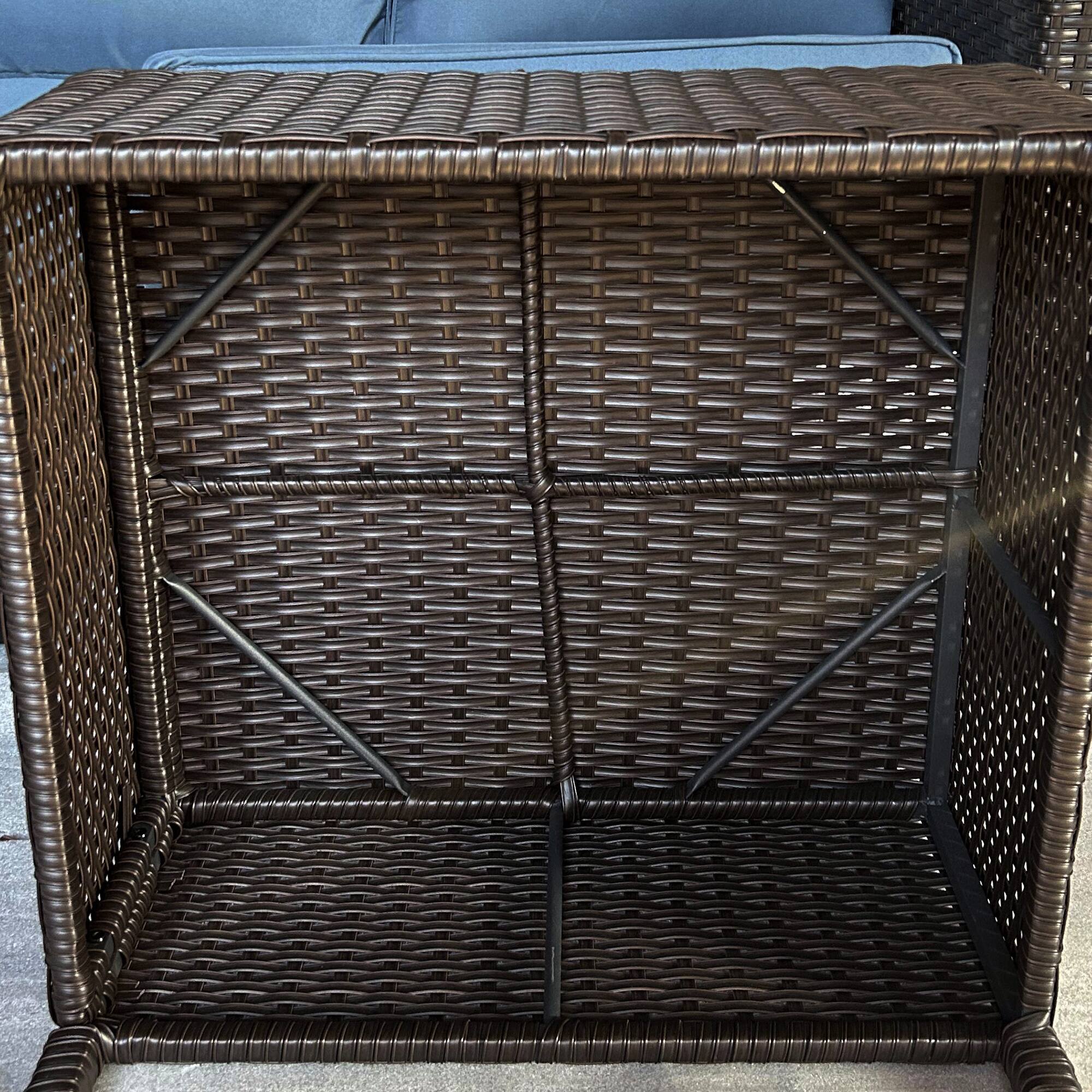 Alt View 8. Outsunny - 5 Piece Patio Furniture Set with Cushions, Outdoor Conversation Set with Rattan 3-Seater Sofa, Chairs & Footstools - Coffee Brown.