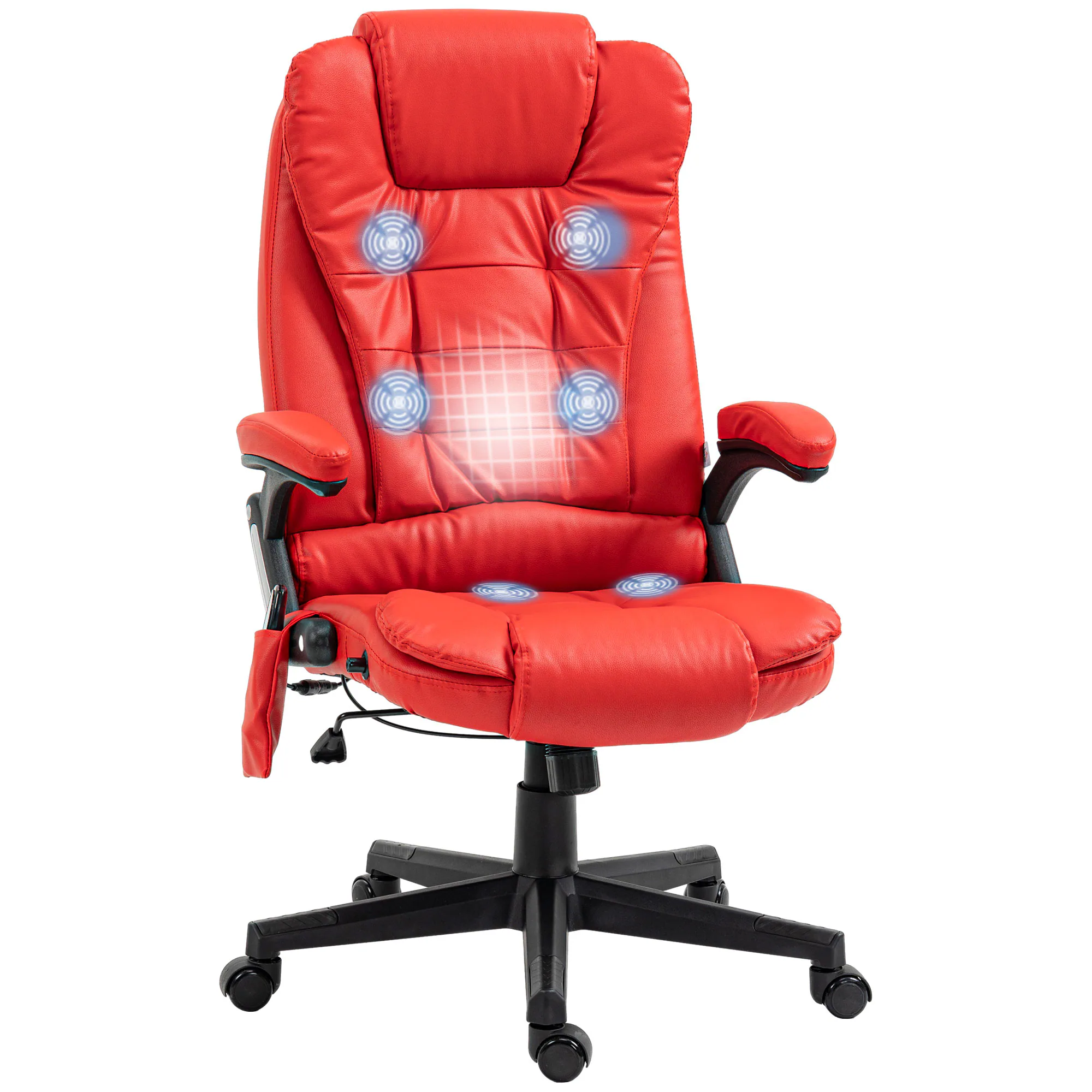 Front. Ecooso - High Back Massage Office Chair with Heat and Recline, Ergonomic PU Leather Computer Chair with Remote - Red.
