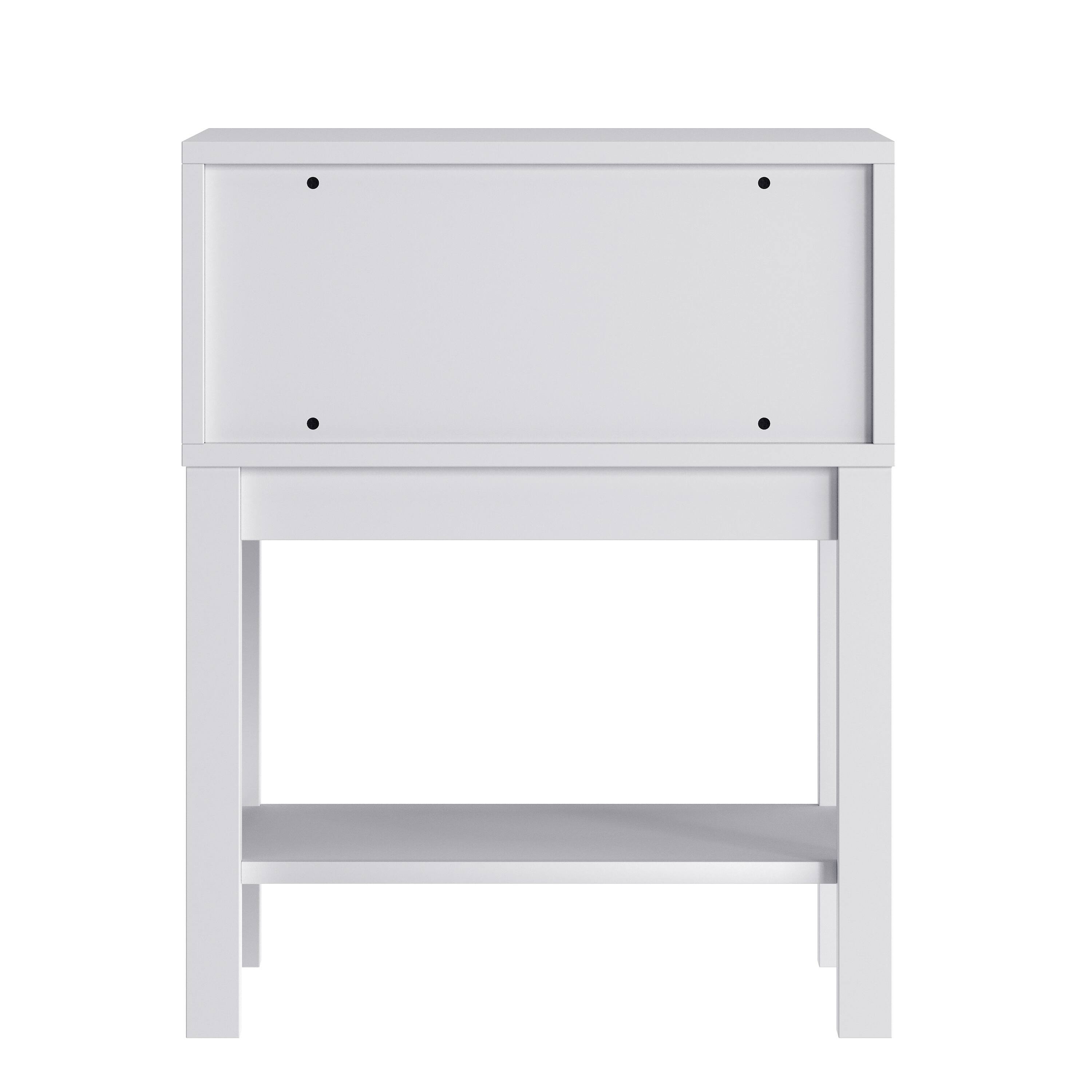 Alt View 5. Emma + Oliver - Samuel Kids Single-Drawer Night Stand with Solid Wood Frame, Side Table for Kids Bedroom with Open Shelf - White.
