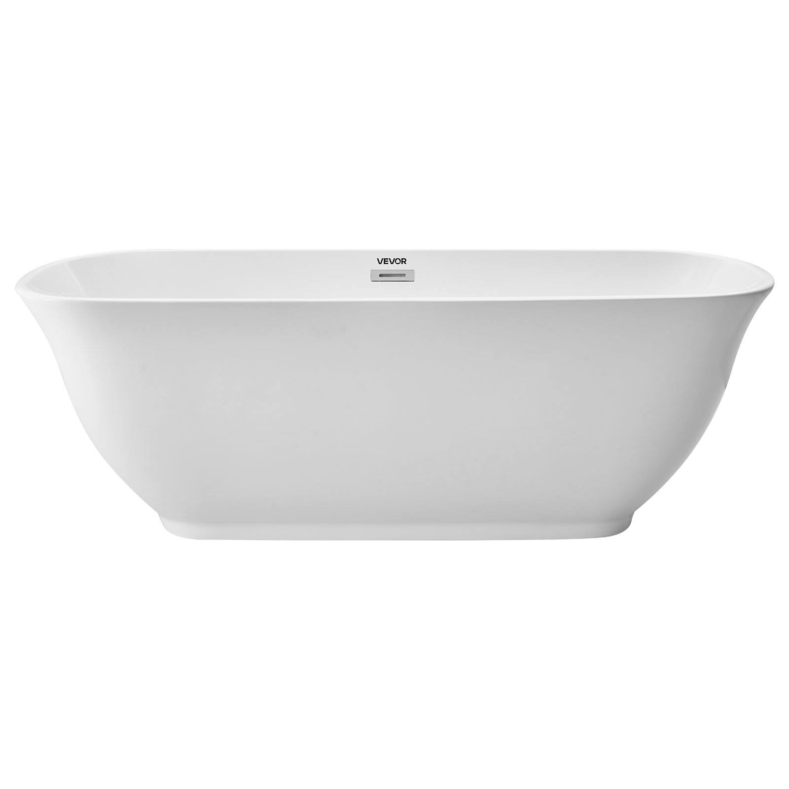 Alt View 5. VEVOR - Acrylic Freestanding Bathtub, 67 Inch Contemporary Soaking White Tub with Polished Chrome Overflow and Drain - White.