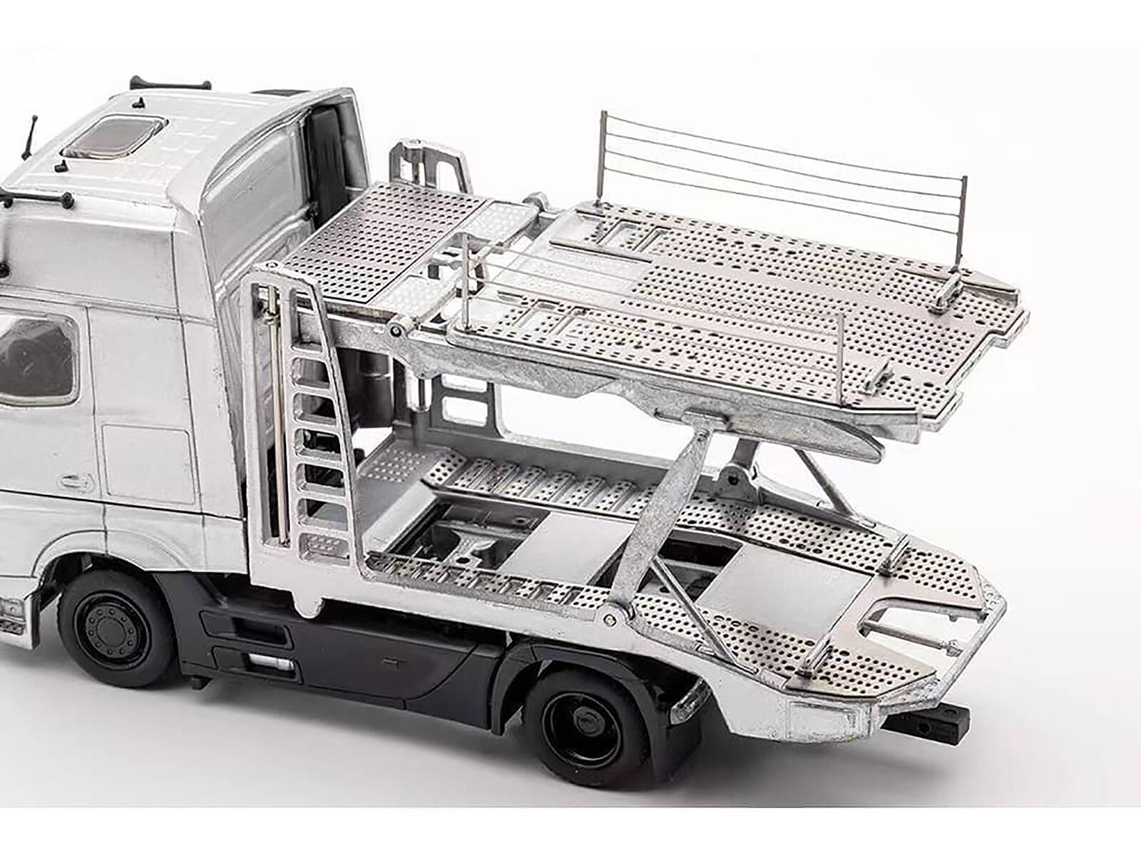 Angle. GCD - Mercedes-Benz Actros Auto Transporter White 1/64 Diecast Model by GCD - White.