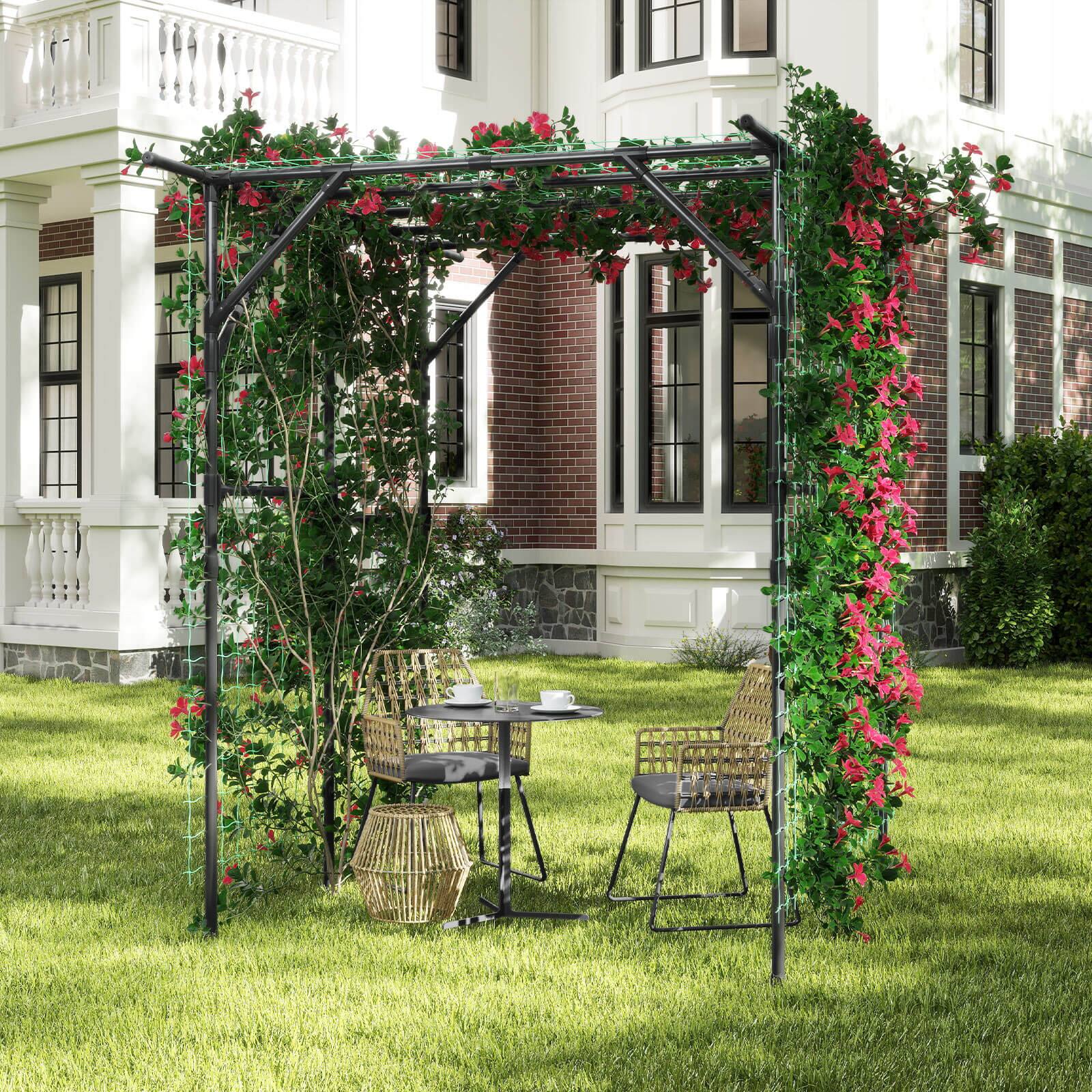 Alt View 5. Costway - Costway 79" x 59" x 78" Large Garden Arch Trellis for Tomato Cucumber Vegetable Rose - Black.
