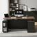 Front. ModernMate - 71" Standing Executive Desk with Privacy Panel, Charging Station and File Cabinet Storage, Black Walnut - Black Walnut.