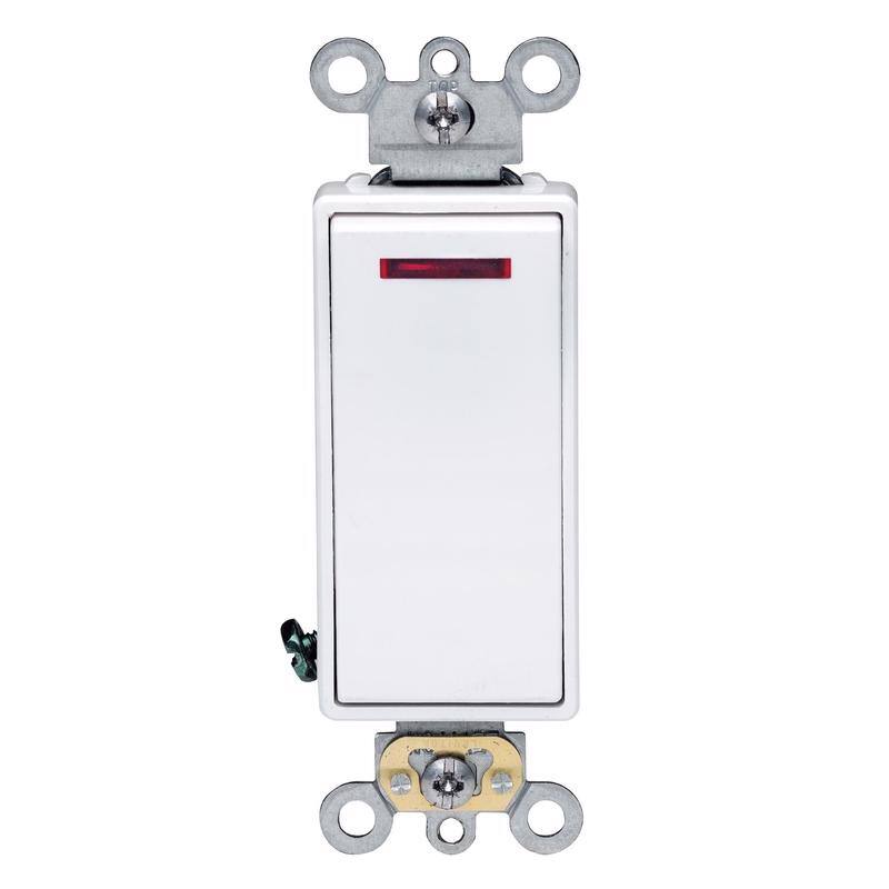 Angle. Leviton - Leviton 20 amps Single Pole Rocker Illuminated Rocker Switch White 1 pk - White.