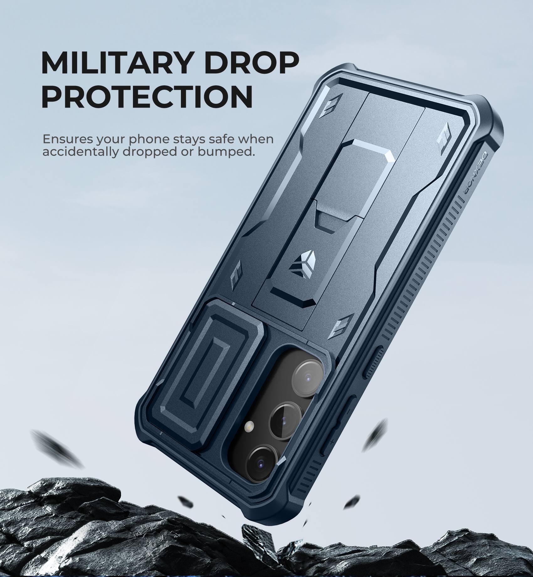 MILITARY DROP PROTECTION DEXNOR Ensures your phone stays safe when accidentally dropped or bumped.