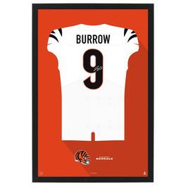Sporticulture - Joe Burrow Cincinnati Bengals Away Jersey Framed Art Print - White