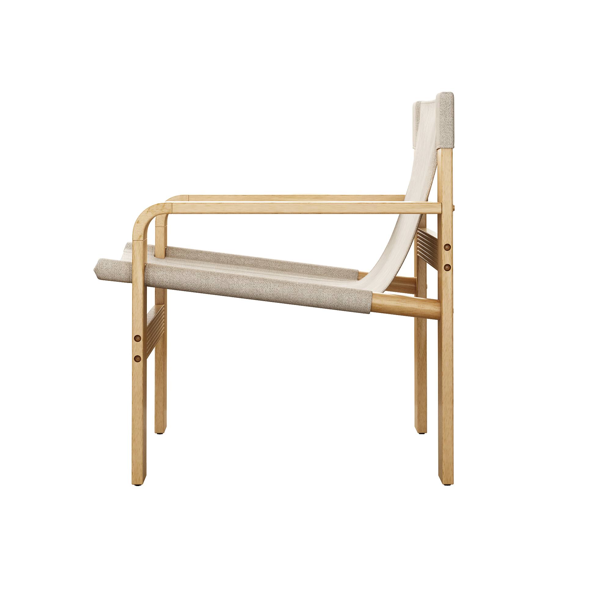 Alt View 9. Ecooso - Detachable and Washable Oak Accent Chair Wide Armrest Mid-Century Lounge Chair Linen Fabric Armchair & Solid Wood Frame - White.