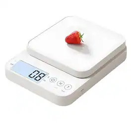 Cluzine - White Digital Kitchen Scale, 10kg/0.1g High Precision, USB Rechargeable, with Tare & Multi-Unit for Baking Cooking