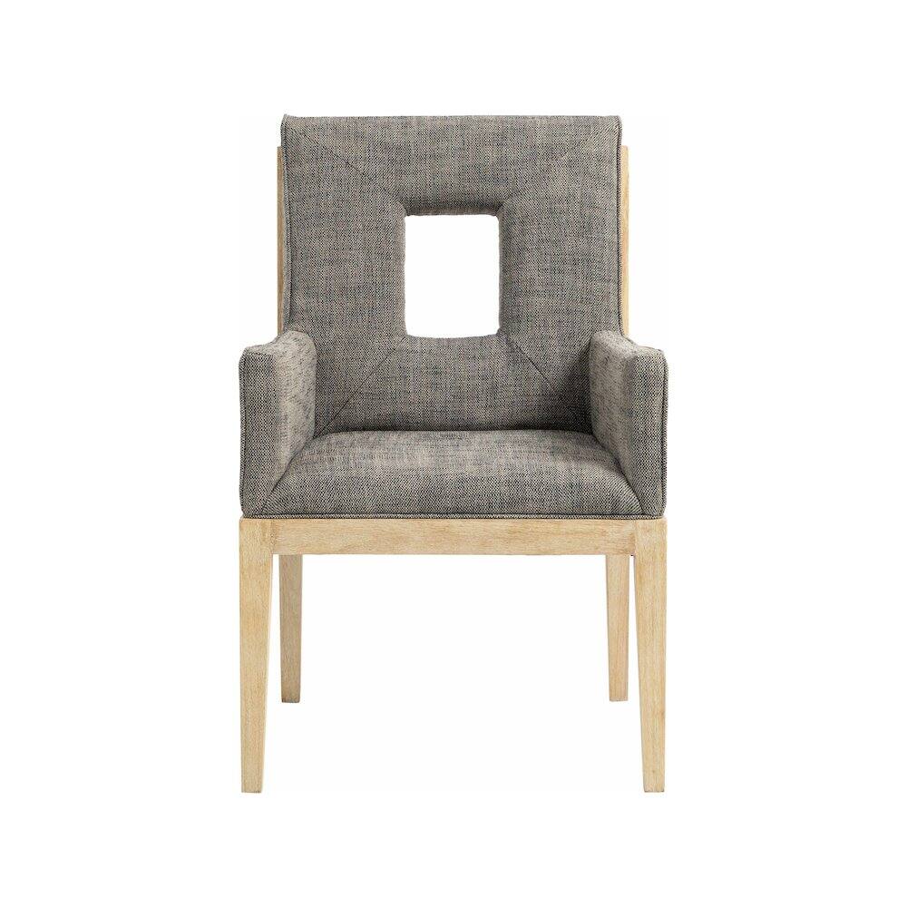 Alt View 2. Meridian Furniture - Gwendolyn Grey Linen Textured Fabric Dining Arm Chair - Grey.
