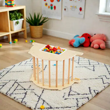 Front. BreeBe - Multi-Activity Climbing Arch and Sensory Table with Collapsible Storage for Children - Natural.