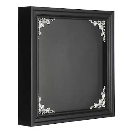 Front. Unique Bargains - Shadow Box Frame, 7x7 Inch Wooden Display Case with Clear Glass Cover for Photo Memorabilia Dried Flower - Black.