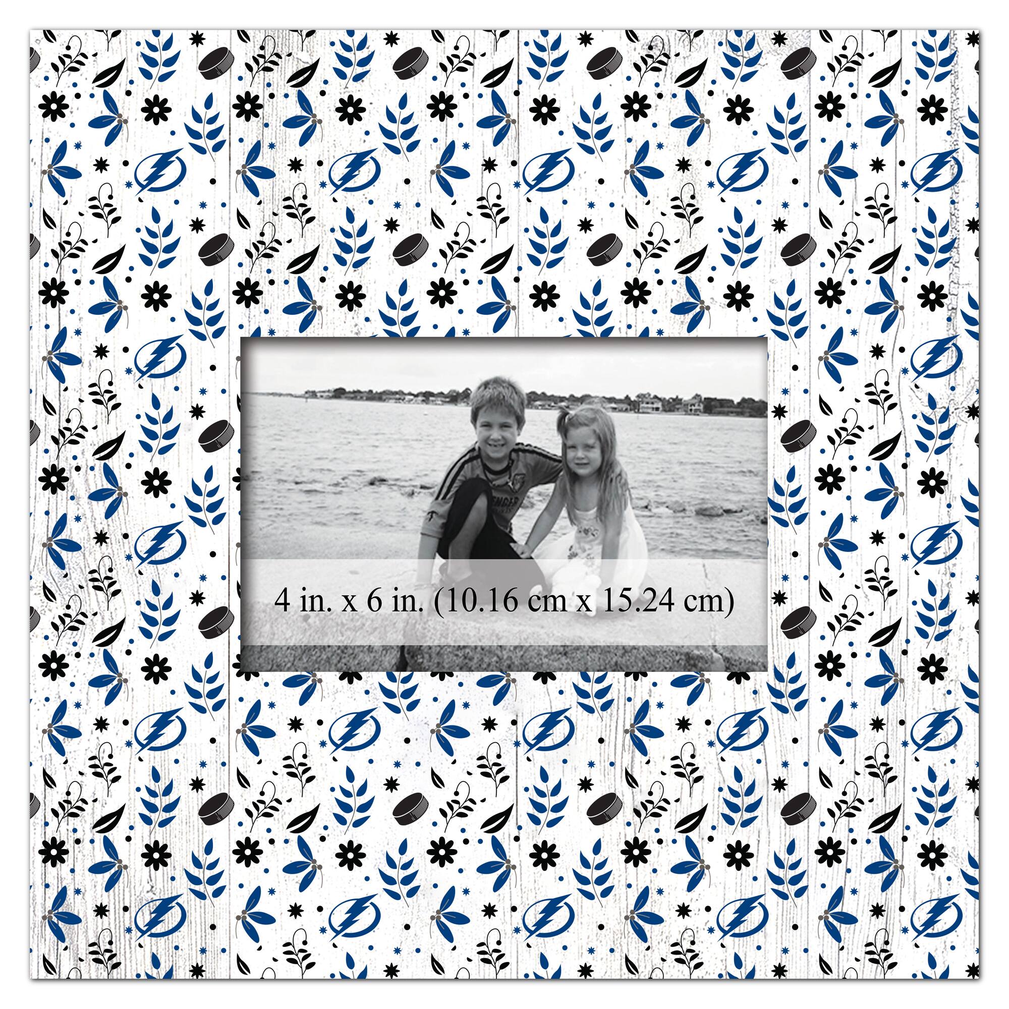 Tampa Bay Lightning 10'' x 10'' Floral Pattern Frame