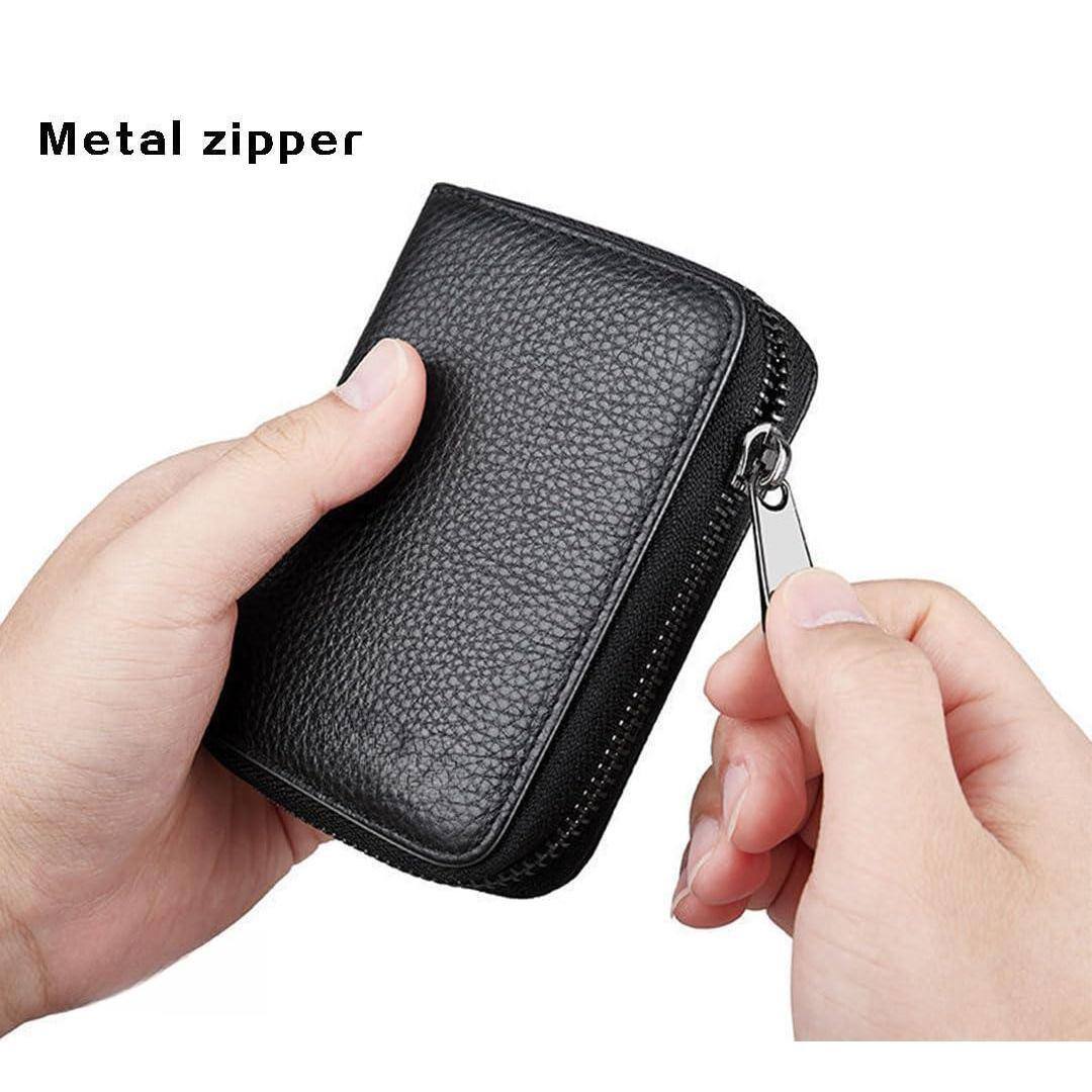 Alt View 3. Jadie Link - Rfid Blocking Leather Credit Card Holder Zipper Wallet Slots Small Case Women Men Accordion black very practical Credit - Black.