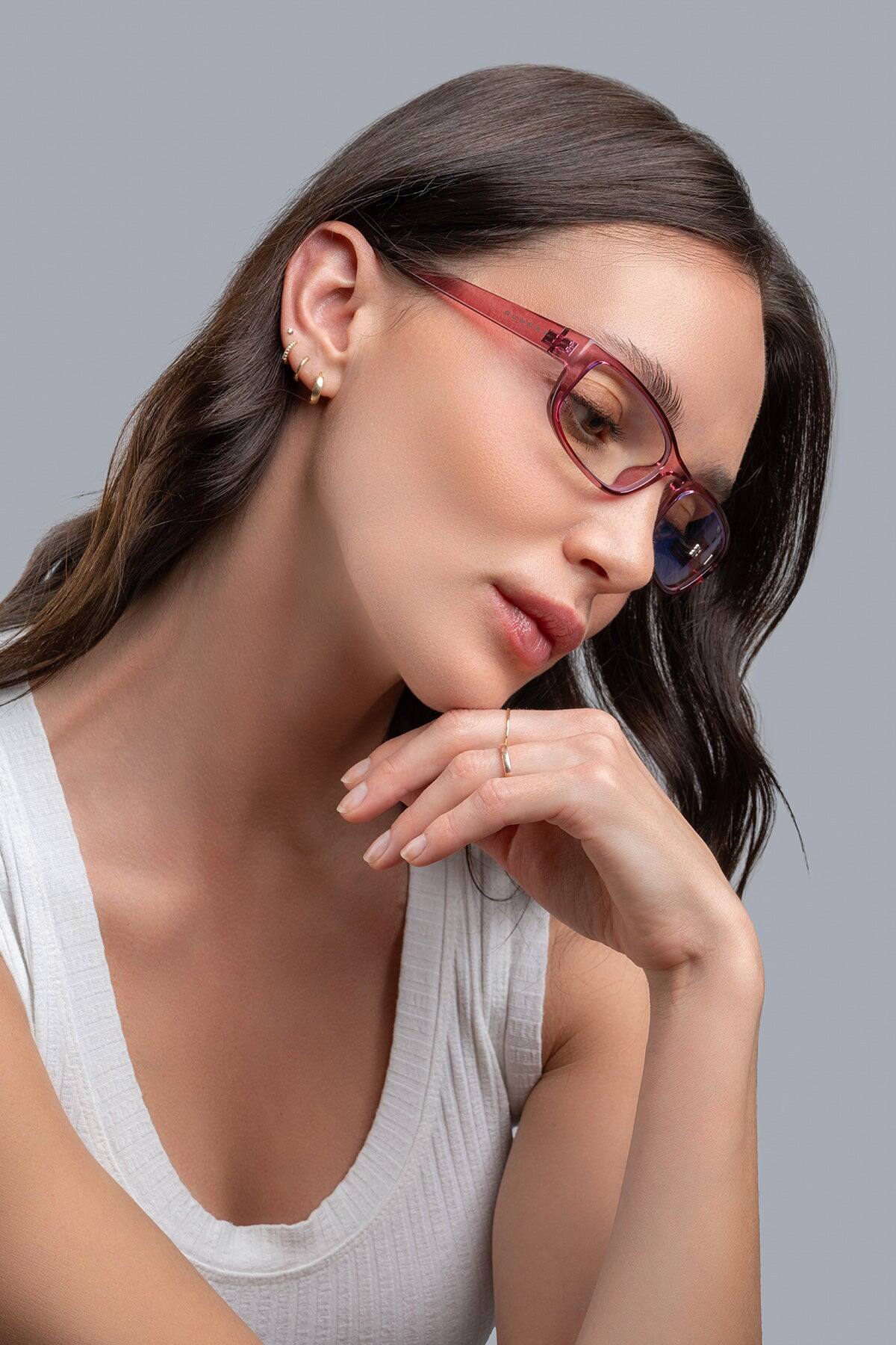 Back. GUNNAR - GUNNAR Womens Computer Glasses  -  Elin, Onyx, Clear Lens - Blue Light Blocking, Releive Dry Eye, Anti Glare - Onyx.