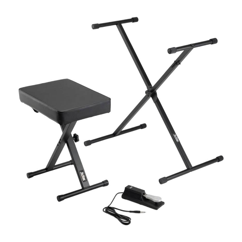 Angle. On Stage Stands - On-Stage 12" x 17" WKeyboard Stand/Bench Pack with KSP100 Sustain Pedal, Black - Black.