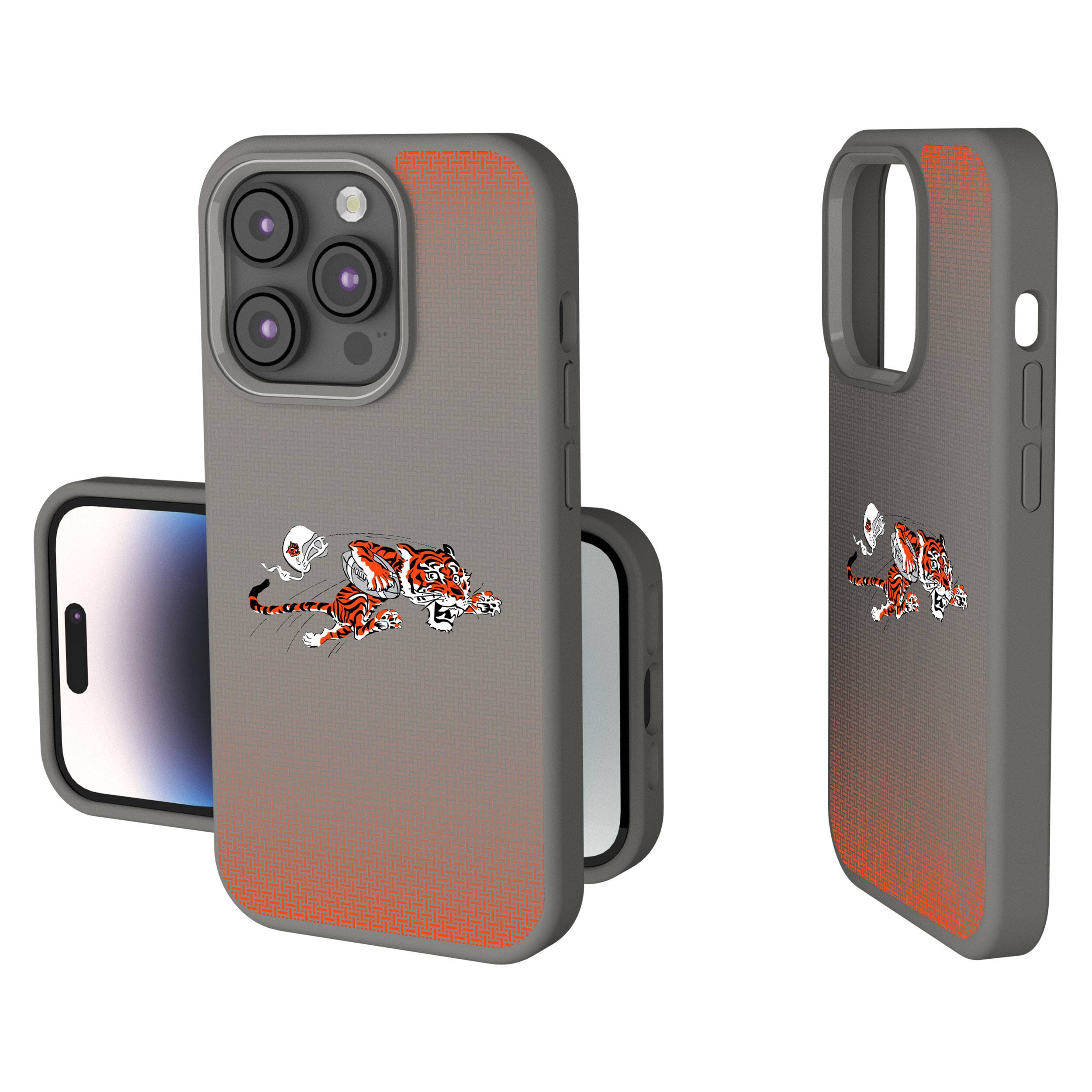 Front. Keyscaper - Cincinnati Bengals Linen Logo iPhone Soft Touch Case - 14 Pro Max - Gray.