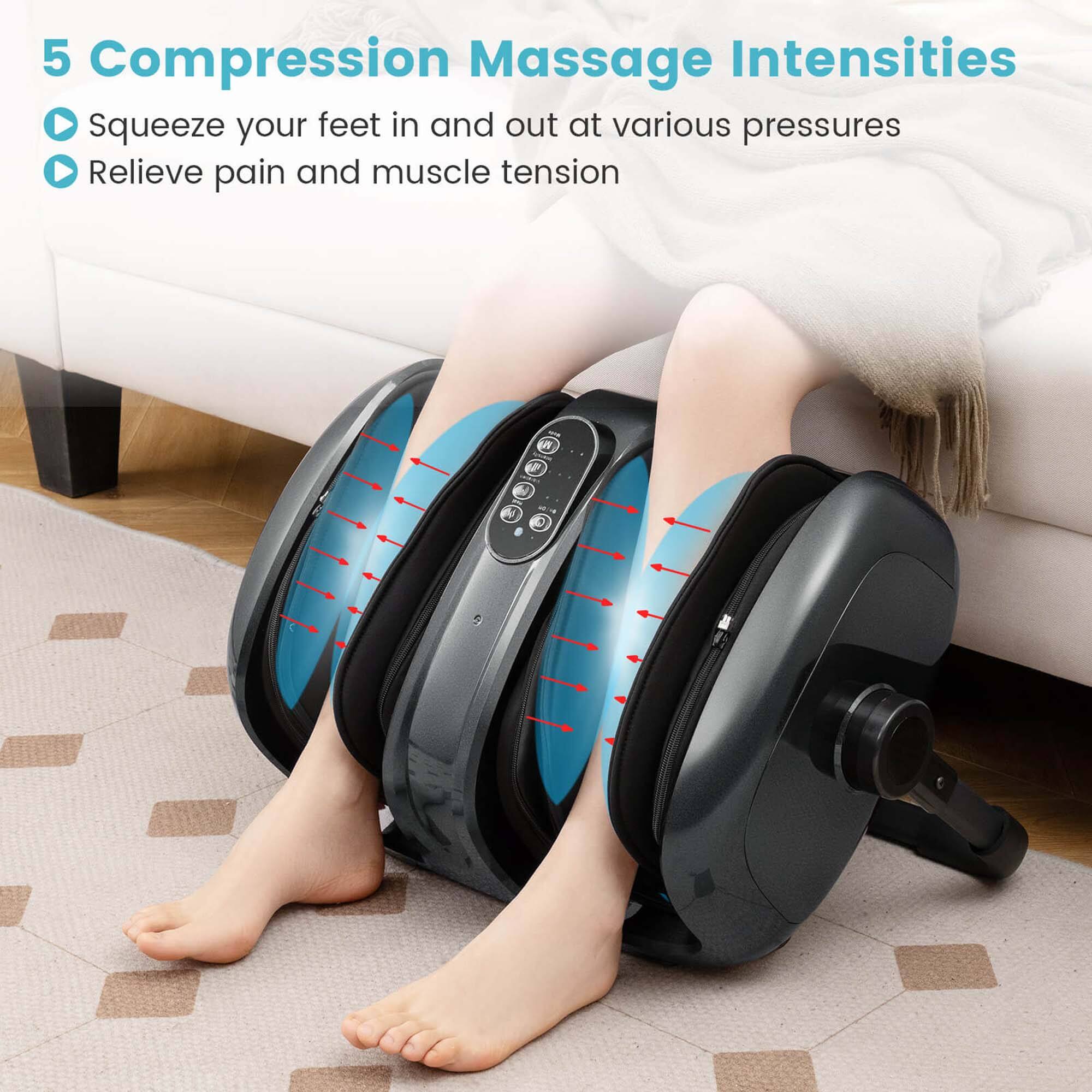 5 Compression Massage Intensities: Squeeze your feet in and out at various pressures to relieve pain and muscle tension.