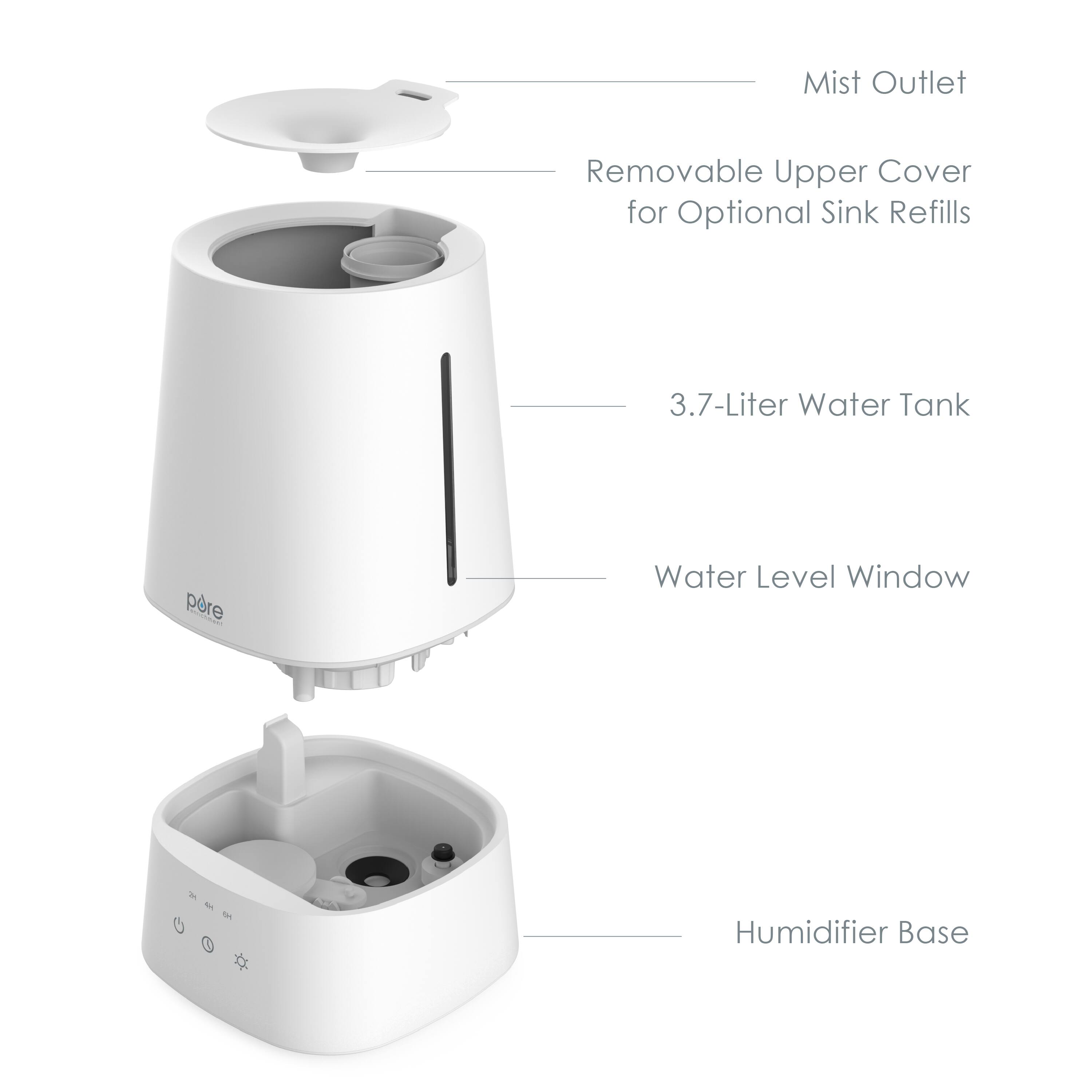 Alt View 11. Pure Enrichment - HUME Max - 1 Gallon Easy Top Fill Ultrasonic Cool Mist Humidifier - White.