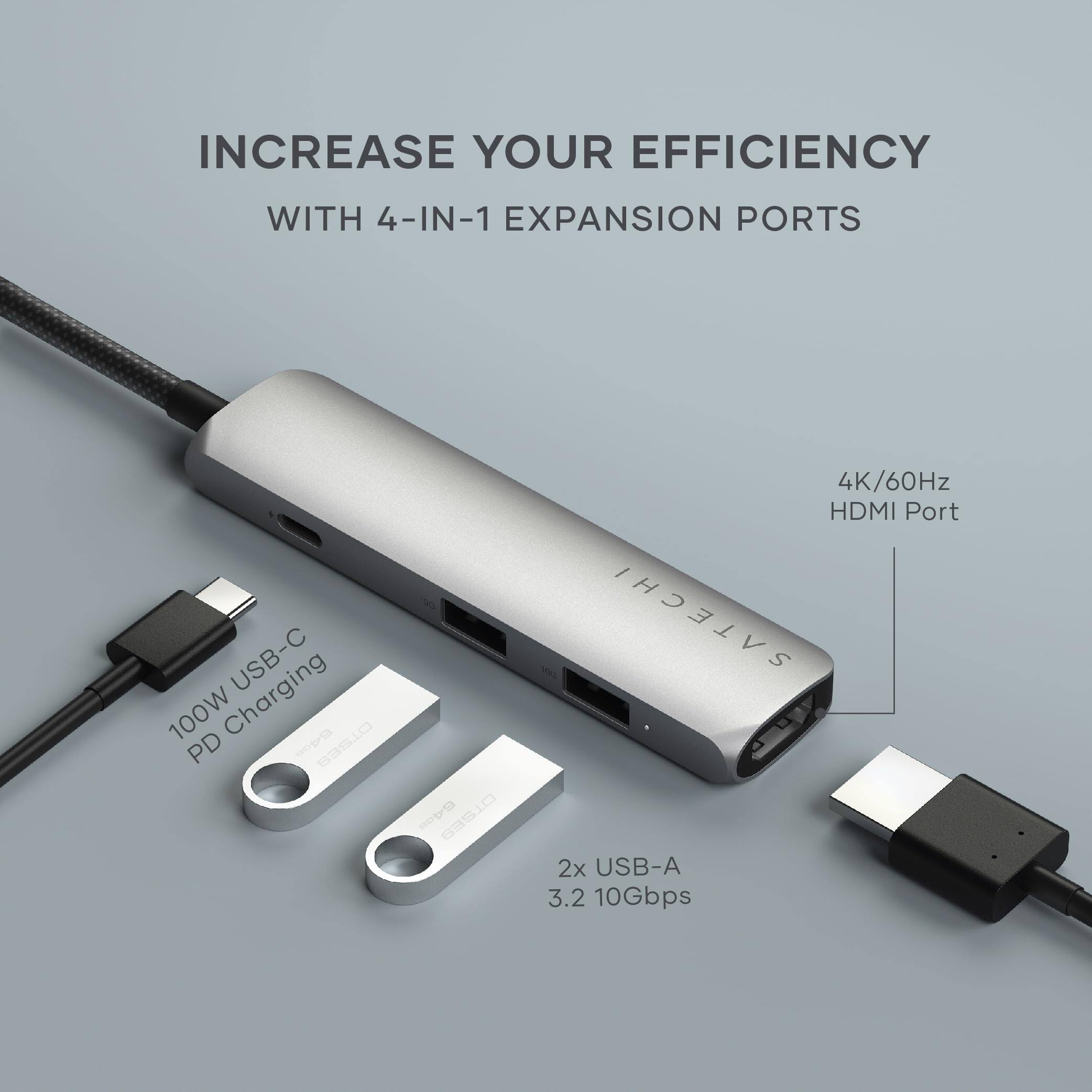 INCREASE YOUR EFFICIENCY WITH 4-IN-1 EXPANSION PORTS

- Charging USB-C 100W PD
- 4K/60Hz HDMI Port
- 2x USB-A 3.2 10Gbps
