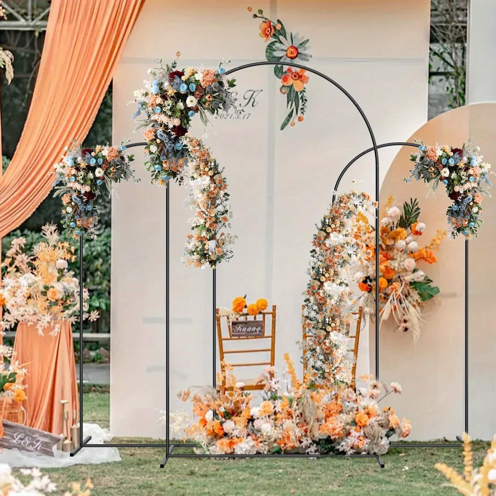 Oumilen - Set of 3 Wedding Arch Backdrop Stand (7.3FT, 6FT, 6FT)