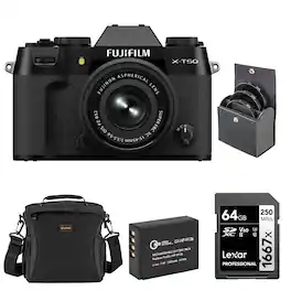 Bundle - Fujifilm - X-T50 Mirrorless Camera, Silver, w/64GB Card, Batttery, Filter Kit